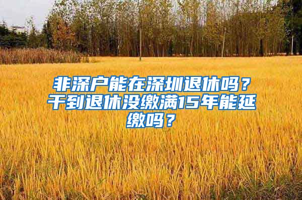 非深户能在深圳退休吗？干到退休没缴满15年能延缴吗？