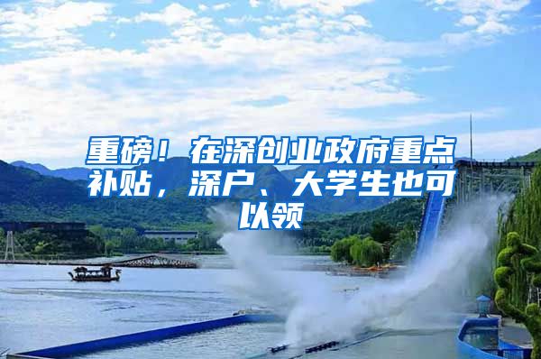 重磅！在深创业政府重点补贴，深户、大学生也可以领