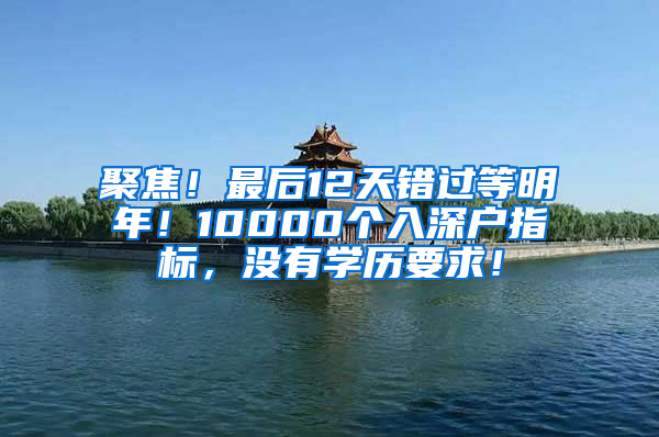 聚焦！最后12天错过等明年！10000个入深户指标，没有学历要求！