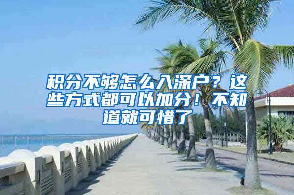 积分不够怎么入深户？这些方式都可以加分！不知道就可惜了