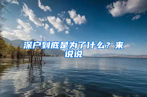 深户到底是为了什么？来说说