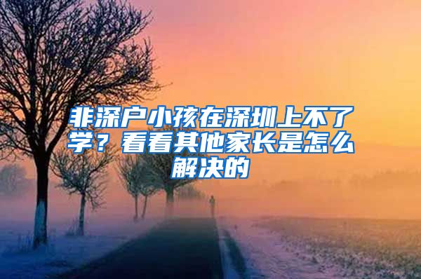 非深户小孩在深圳上不了学？看看其他家长是怎么解决的