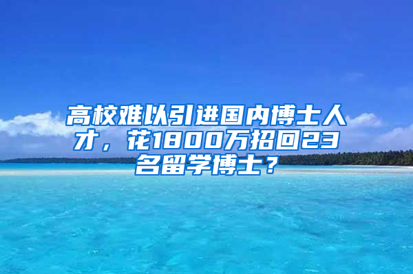 高校难以引进国内博士人才，花1800万招回23名留学博士？