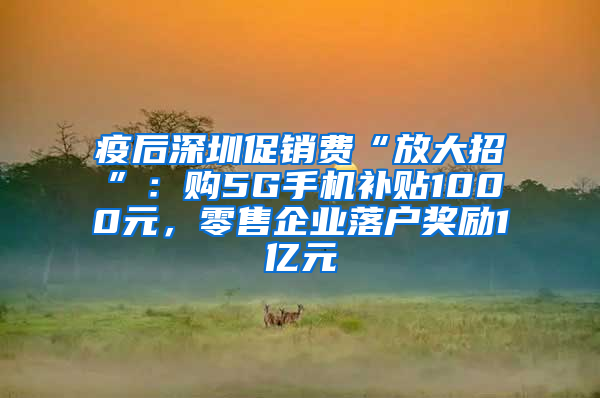 疫后深圳促销费“放大招”：购5G手机补贴1000元，零售企业落户奖励1亿元