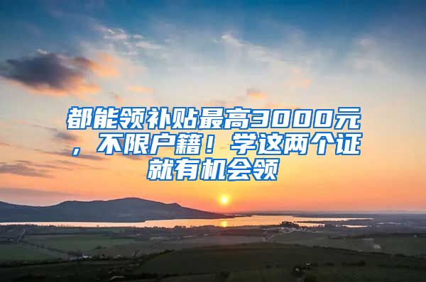 都能领补贴最高3000元，不限户籍！学这两个证就有机会领