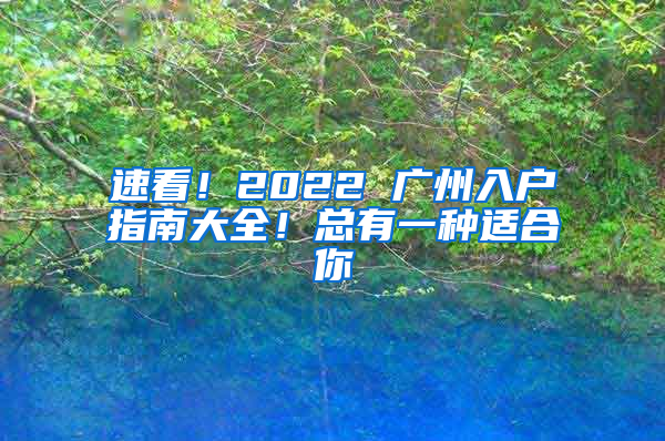 速看！2022 广州入户指南大全！总有一种适合你