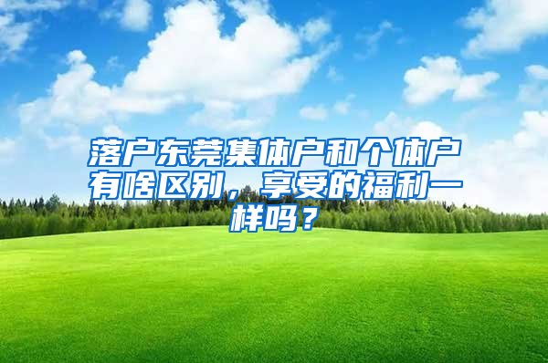 落户东莞集体户和个体户有啥区别，享受的福利一样吗？