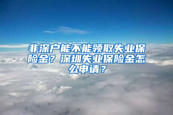 非深户能不能领取失业保险金？深圳失业保险金怎么申请？