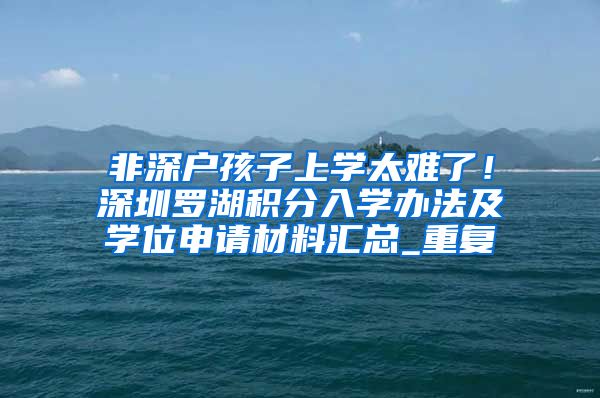 非深户孩子上学太难了！深圳罗湖积分入学办法及学位申请材料汇总_重复