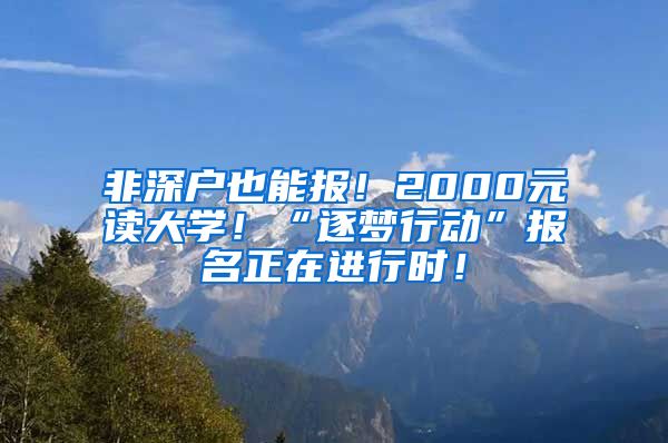 非深户也能报！2000元读大学！“逐梦行动”报名正在进行时！