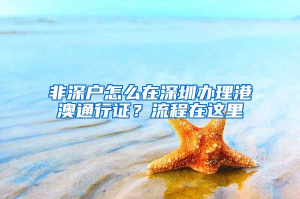 非深户怎么在深圳办理港澳通行证？流程在这里