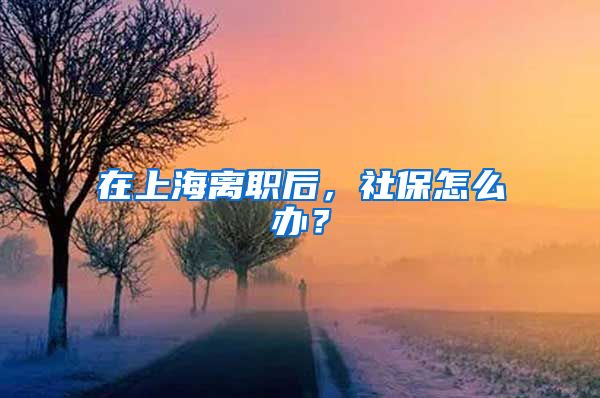 在上海离职后，社保怎么办？