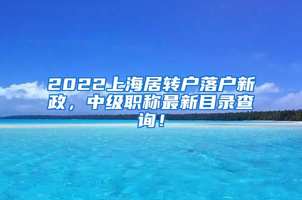 2022上海居转户落户新政，中级职称最新目录查询！