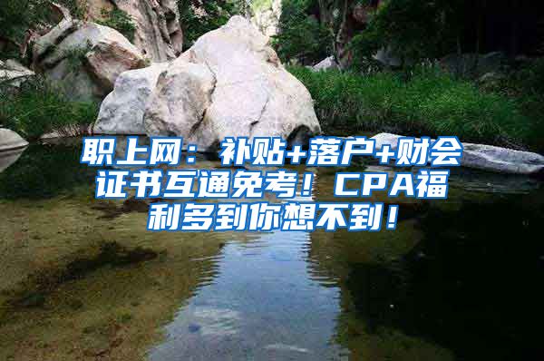 职上网：补贴+落户+财会证书互通免考！CPA福利多到你想不到！