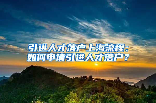 引进人才落户上海流程：如何申请引进人才落户？