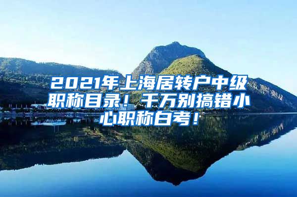 2021年上海居转户中级职称目录！千万别搞错小心职称白考！