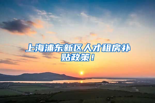 上海浦东新区人才租房补贴政策！