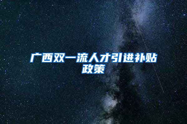 广西双一流人才引进补贴政策