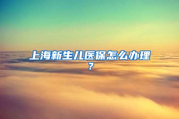 上海新生儿医保怎么办理？