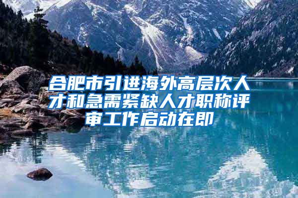 合肥市引进海外高层次人才和急需紧缺人才职称评审工作启动在即