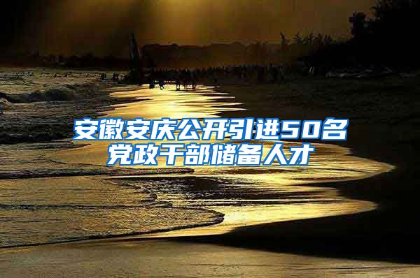 安徽安庆公开引进50名党政干部储备人才