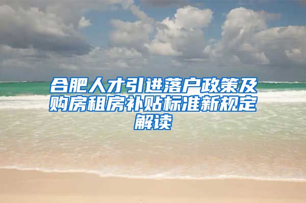 合肥人才引进落户政策及购房租房补贴标准新规定解读