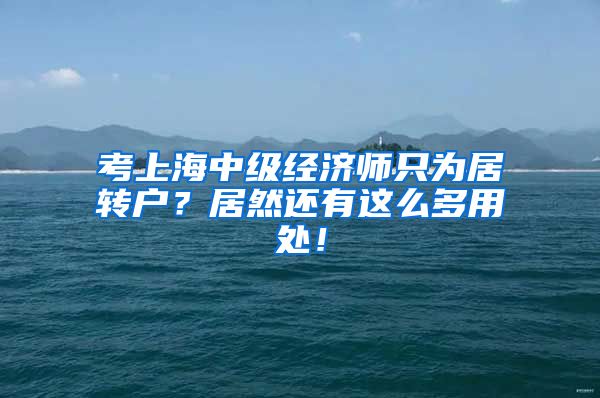 考上海中级经济师只为居转户？居然还有这么多用处！