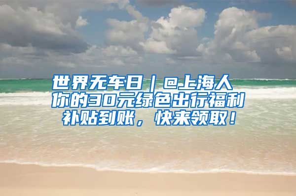 世界无车日｜@上海人 你的30元绿色出行福利补贴到账，快来领取！