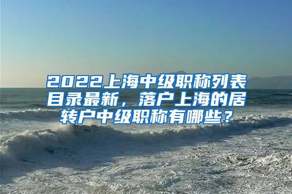 2022上海中级职称列表目录最新，落户上海的居转户中级职称有哪些？