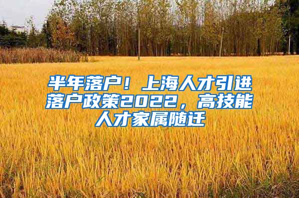 半年落户！上海人才引进落户政策2022，高技能人才家属随迁