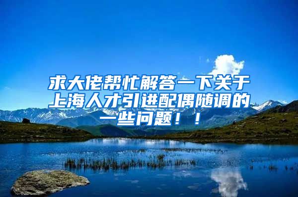 求大佬帮忙解答一下关于上海人才引进配偶随调的一些问题！！