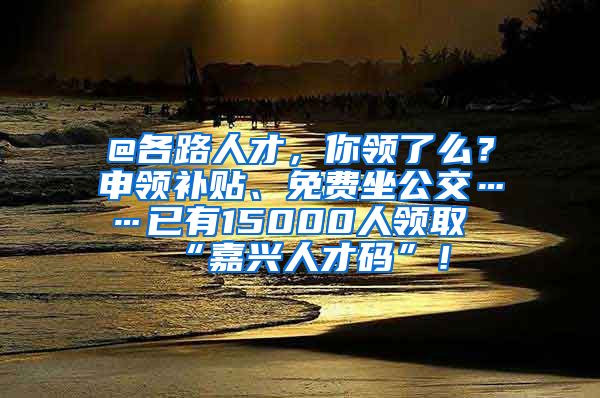 @各路人才，你领了么？申领补贴、免费坐公交……已有15000人领取“嘉兴人才码”！