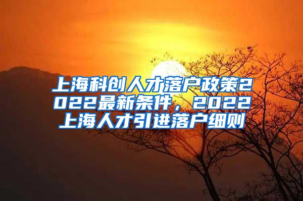 上海科创人才落户政策2022最新条件，2022上海人才引进落户细则