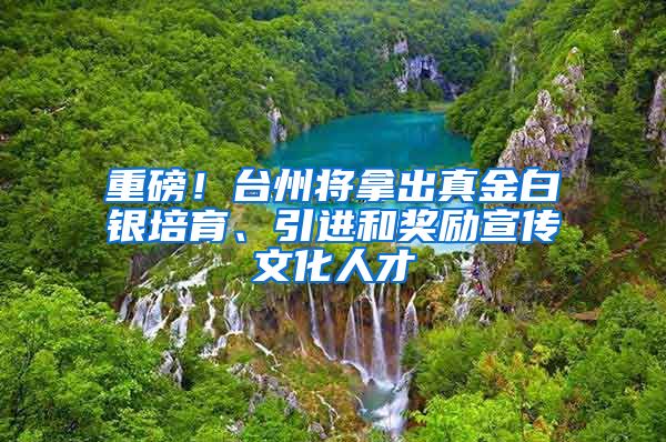 重磅！台州将拿出真金白银培育、引进和奖励宣传文化人才