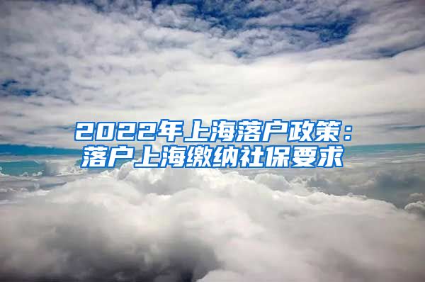 2022年上海落户政策：落户上海缴纳社保要求