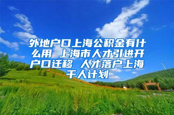 外地户口上海公积金有什么用 上海市人才引进开户口迁移 人才落户上海千人计划