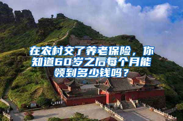 在农村交了养老保险，你知道60岁之后每个月能领到多少钱吗？