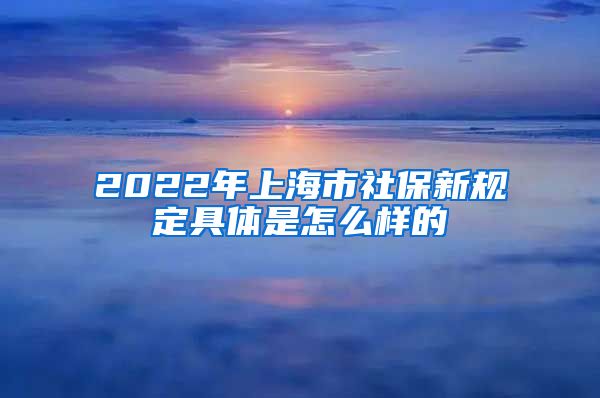 2022年上海市社保新规定具体是怎么样的