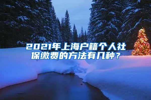 2021年上海户籍个人社保缴费的方法有几种？