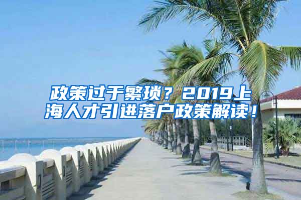 政策过于繁琐？2019上海人才引进落户政策解读！