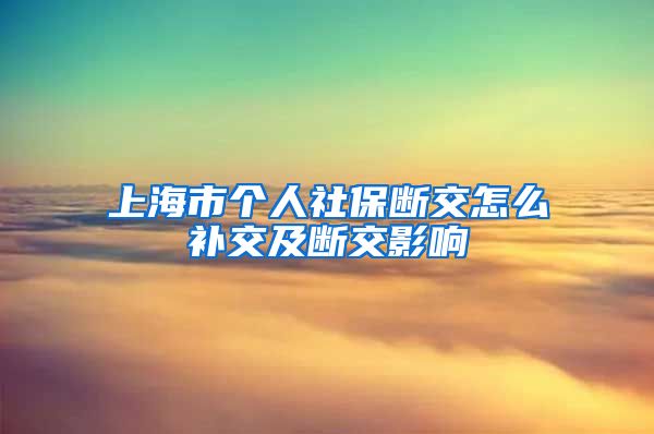 上海市个人社保断交怎么补交及断交影响