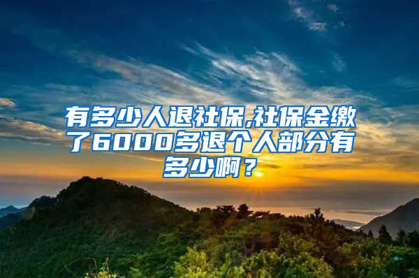 有多少人退社保,社保金缴了6000多退个人部分有多少啊？