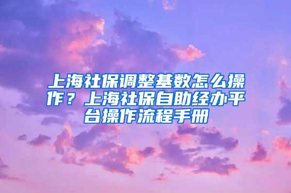 上海社保调整基数怎么操作？上海社保自助经办平台操作流程手册