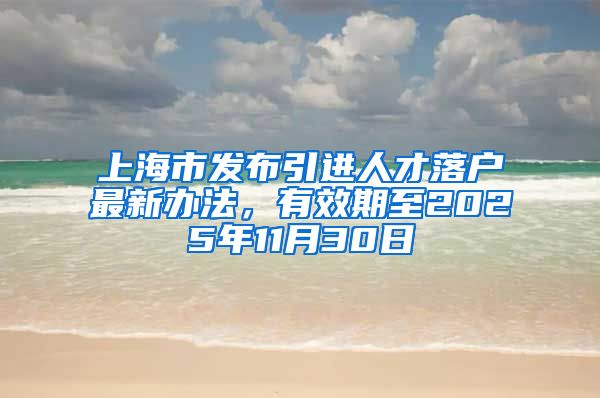 上海市发布引进人才落户最新办法，有效期至2025年11月30日