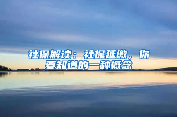 社保解读：社保延缴，你要知道的一种概念