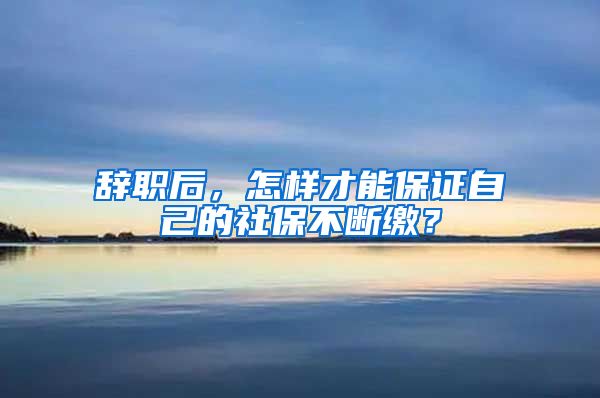 辞职后，怎样才能保证自己的社保不断缴？