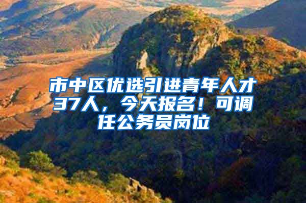 市中区优选引进青年人才37人，今天报名！可调任公务员岗位