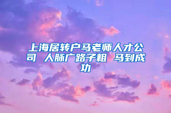 上海居转户马老师人才公司 人脉广路子粗 马到成功