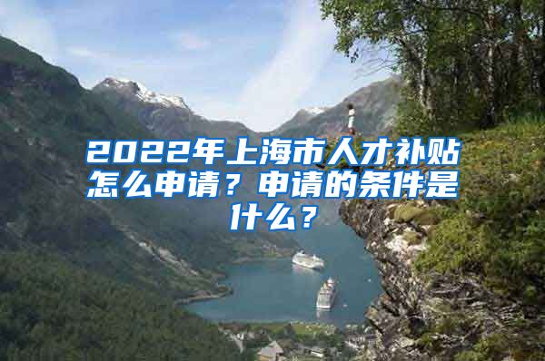 2022年上海市人才补贴怎么申请？申请的条件是什么？