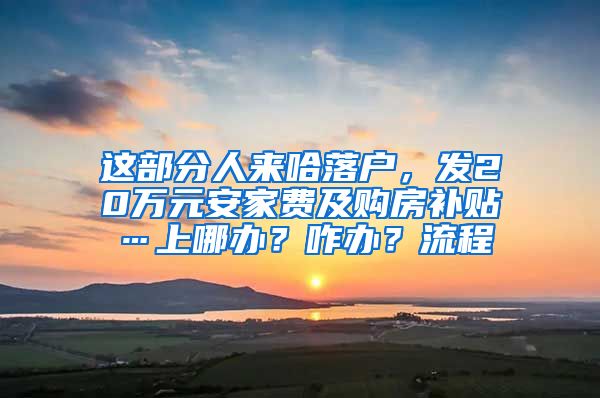 这部分人来哈落户，发20万元安家费及购房补贴…上哪办？咋办？流程↘